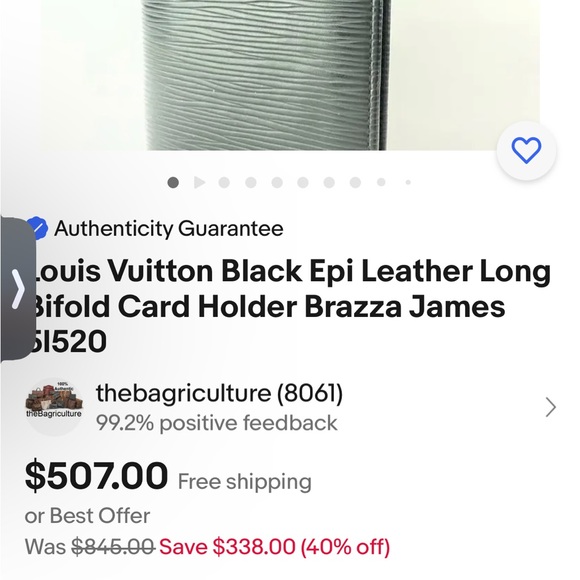 Black epi leather check book wallet or wallet made in Spain Louis Vuitton unisex - Picture 11 of 11